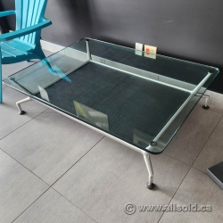 Glass Coffee Table with Metal Frame 50" x 38"